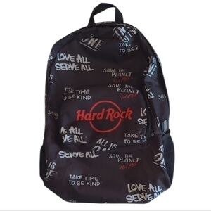 Hard Rock Graphic Backpack Logo Brand Hand Bag Adjustable Straps Bookbag Retro